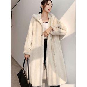 [하젤]르샤펠 밍크퍼 후드 롱코트_W3651