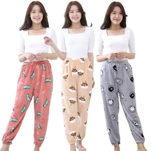 2종세트 여자 꿀잠 밍크 수면바지 파자마 겨울 홈웨어 이지웨어 극세사 잠옷