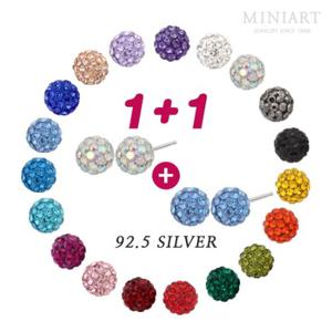 1+1 925 실버 6mm 미러 볼 은 침 귀걸이 19종