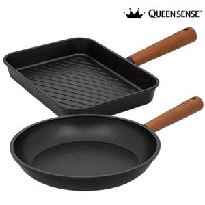 퀸센스 아레나(블랙) IH 후라이팬2종28+사각팬