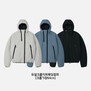 [UNISEX]듀얼크롭지퍼패딩점퍼/크롭 워싱 오버핏 빅사이즈 후드 남여공용 패딩