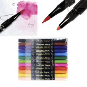 와볼샵 수채화 마카펜 12색 양면 마커 브러쉬 미술 캘리그라피 다이어리꾸미기 색혼합 그라데이션