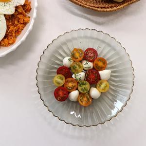 골드라인 크리스탈 그레이 유리 접시 S