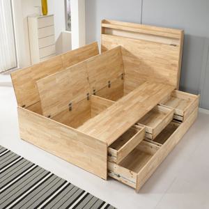 고무나무 원목 카멜 2단 벙커침대 수납 침대 프레임