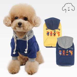 애견 강아지 커플룩 곰레터 후드 티셔츠