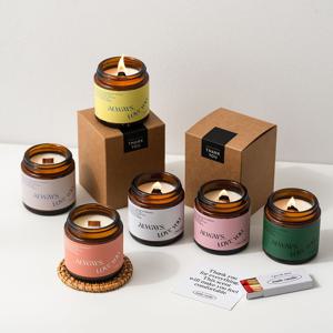 '파스텔 불멍 캔들' 우드심지 갈색병 소이캔들 향초+라탄코스터/성냥 증정