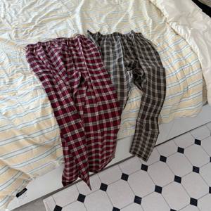 커플 국산 쿠키 체크 피치기모 파자마 바지 2color