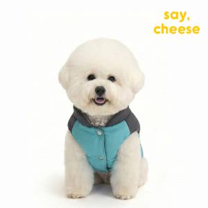 강아지옷 대형견 발열 배색카라패딩 스카이블루 XL-5XL