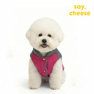 강아지옷 대형견 발열 배색카라패딩 버건디 XL-5XL