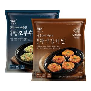 부침명장 한입 땡초부추전 300g 1개 + 아삭김치전 300g 1개