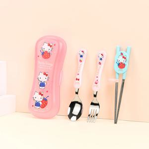 릴팡 산리오 익스슬림 스텐릴팡젓가락스푼포크케이스 4P세트(헬로키티)