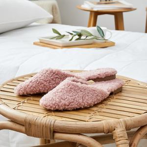 슬림한 뽀글양털 슬리퍼 핑크 M