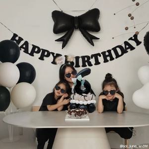 HBD 리본 생일 파티 세트 크림 이벤트 풍선 미니케이크 생일풍선 가랜드