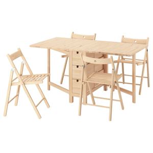 노르덴+프뢰스비 확장형테이블+의자4p 4인용식탁 자작나무/너도밤나무