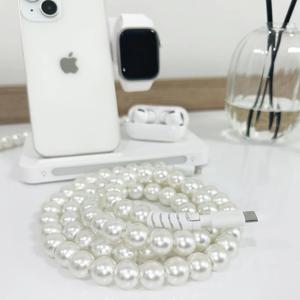 구슬 충전 단선방지 아이폰 예쁜 진주 비즈 충전 갤럭시 아이폰 전선 보호 케이블