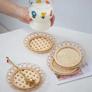 라탄 컵받침 원형 디자인 예쁜 플레이팅 연출 인테리어