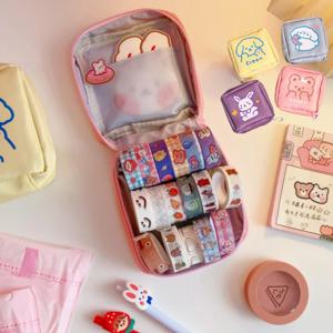 귀여운 동물 캐릭터 사각 지퍼 방수 다용도 화장품 생리대파우치