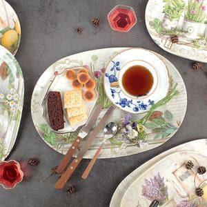 이태리 멜라민 R2S 타원쟁반 2종 수채화 가든 라벤더 감성쟁반