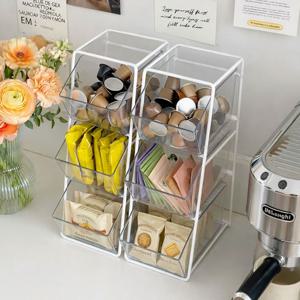 아크릴 커피캡슐 보관함 홈카페 선반 탕비실 수납 티백 정리함