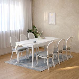 로사 프렌치 엔틱 상판 화이트 6인용 세트 식탁 아이린의자