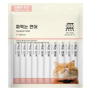 캣 고양이 기호성좋은 고양이간식 프리미엄 무마진 짜먹는 츄르 연어 40p