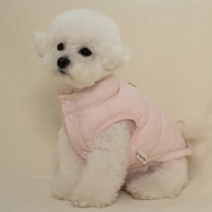 강아지 겨울 패딩 조끼 하네스옷 스노우팝 슈거핑크 (B098_PK)