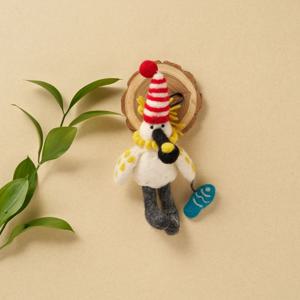 멸종위기 동물 키링 - 노랑부리 저어새 천연 양모키링