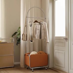 [리퍼] 프리미엄 스테인레스 가죽행거 미드센츄리모던 뉴트로 수납 카트 옷걸이 고급행거