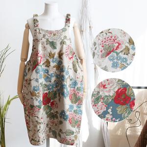 피브완 숄더 셔링 코튼 원피스 앞치마 (2컬러)