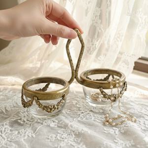 오르세 컬렉션 신주 엔틱 유리 볼 캐디 핸들 트레이 악세사리 보관함 카페 인테리어 소품