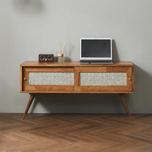 템즈 원목 라탄 높은 거실장 1200