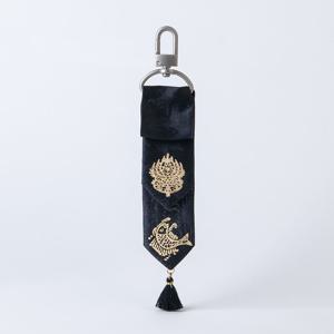 전통금박 미니댕기키링S 흑색 왕관문+잉어문 - 승진 계약성사 합격 기원 부적장신구