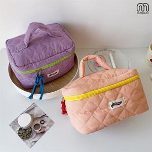 체크 여행용 대용량 화장품 파우치 메이크업 손가방 캐리어 수납 보관 생리대 정리 / 4컬러