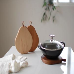 배모양 오브제 원목 나무 가죽 냄비받침 월넛 체리 메이플 집들이선물