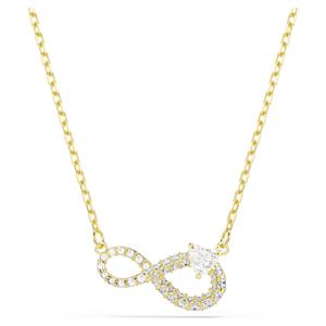 Hyperbola 네크리스, 하트 컷, 파베, 인피니티, 화이트, 18K 골드 피니시