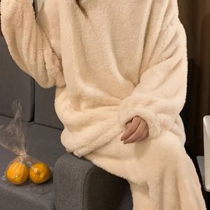 TEMU 여성용 플란넬 홈웨어 세트|잠옷|파자마