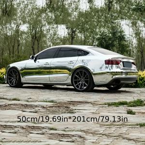 TEMU 자동차용 광택 실버 미러 크롬 비닐 랩 롤, PVC 재질로 제작되었으며, 자동차 데칼 및 차량 랩핑에 적합한 기포 방지 접착 필름 스티커 특징. 기포 없는 실버 크롬 도금에 범용적으로 적용 가능합니다.