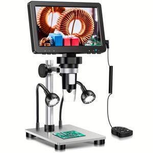 TEMU DM9 디지털 현미경 (7인치 IPS 스크린) | 16MP 1200X HD 코인 현미경 확대경 (오류 주화용), LCD 납땜 현미경 (성인용), 10 LED 조명, PC 호환, USB 충전, 리튬 폴리머 배터리
