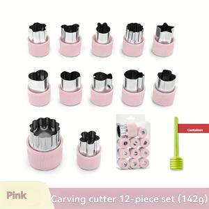 TEMU 12개 세트 녹슨 스틸 쿠키 몰드, 채소 및 과일 커팅 완전 보호 핸드 엠보싱 몰드, 미니 파이 & 과일 쿠키 베이킹 도구 세트, 음식 보조 액세서리