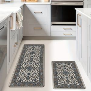 TEMU 1/2pcs 창의적인 잎무늬 주방 매트, 빈티지 꽃무늬 농가 카펫, 미끄럼 방지 흡수 욕실 발판, 편안한 러너 러그, 주방, 집, 사무실, 싱크대, 세탁실, 욕실, 봄 장식, 세트 2 개