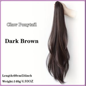 TEMU 합성 그랩 클립 포니테일 헤어 익스텐션 퍼머 위그 내추럴 블랙 60CM 클립 온 우먼 홀스 테일 위그 롱 헤어피스