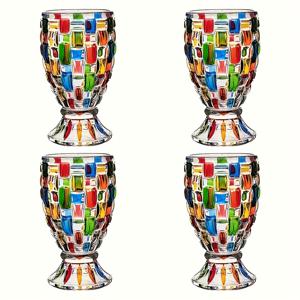 TEMU 2/4pcs 세트, 200ml/7oz 컬러풀한 손그림 유리 - 납 없는, 주스, 위스키, 칵테일, 아이스 티를 위한 하이볼 드링킹 컵 - 크리스마스 축하 행사에 이상적, 재사용 가능한 유리웨어 | 화려한 유리 디자인 | 재사용 가능한 드링킹 유리