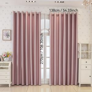 TEMU 2개입 두꺼운 암막 커튼, 단색 라이트 핑크 색상, 침실, 거실, 식당, 거실 및 홈 오피스에 적합, 미리 뚫은 구멍으로 간편하게 설치 가능.