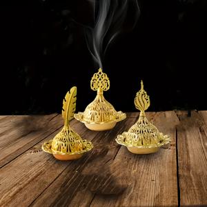 TEMU 랜덤 3개, 6개 골든 중동 아랍식 소형 향로대 메탈 아로마테라피 타워 샌달우드 향로대