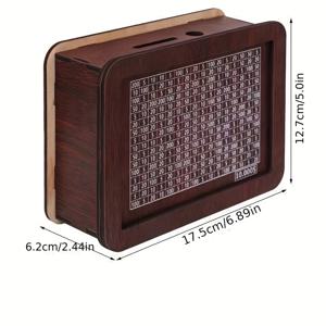 TEMU 나무 저금통 - 10,000달러 현금 저축 챌린지, 재사용 가능한 가정용 예산 돼지 저금통, 14세 이상 성인 및 청소년에게 적합, 검은색 합판 현금 안전 보관함, 재무 예산 도구.