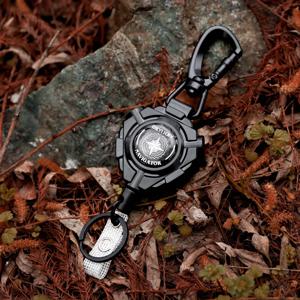 TEMU 1개 360° 회전 고반발 방실 자동 감기 메커니즘, 다기능 휴대용 클립, 텔레스코픽 간단한 검정색 휴대용 와이어 버클, 캠핑 낚시 루어 액세서리