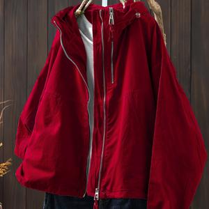 TEMU 플러스 사이즈 - 플러스 사이즈 - 플러스 사이즈 - 플러스 사이즈 - 플러스 사이즈 - 플러스 사이즈 - 여성 플러스 사이즈 후드 재킷 - 긴소매, 지퍼업, 단색, 캐주얼 스타일, 신축성 없는 원단, 가을/겨울에 적합, 캐주얼 웨어 재킷 | 후드