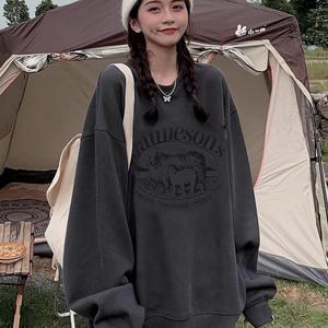 TEMU 여성 패션 라운드 맨투맨 , 긴팔, 알파벳 프린트, 루즈핏, 가을/겨울 캐주얼 상의 슬림소녀 SLIM GIRL