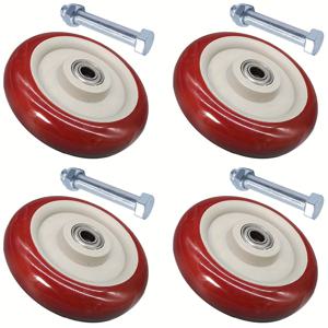 TEMU 4개, 5인치 12.7cm 폴리우레탄 캐스터, 내마모성과 조용함, 트롤리, 가구, 작업대 등에 사용되는 중량용 교체 바퀴