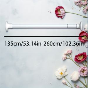 TEMU 1개 헤비듀티 확장형 텔레스코픽 폴 - 스프링 메커니즘, 무드릴 설치, 블랙/화이트, 고중량용량, 욕실, 창문, 커튼, 문, 빨래 건조용 - 견고한 베이스가 있는 헤비듀티 확장 폴, 샤워, 창문, 옷장 지지대에 이상적 - 현대적인 디자인, 가정 및 상업용 - 간편한 높이 조절 및 공간 절약형 보관|샤워커튼